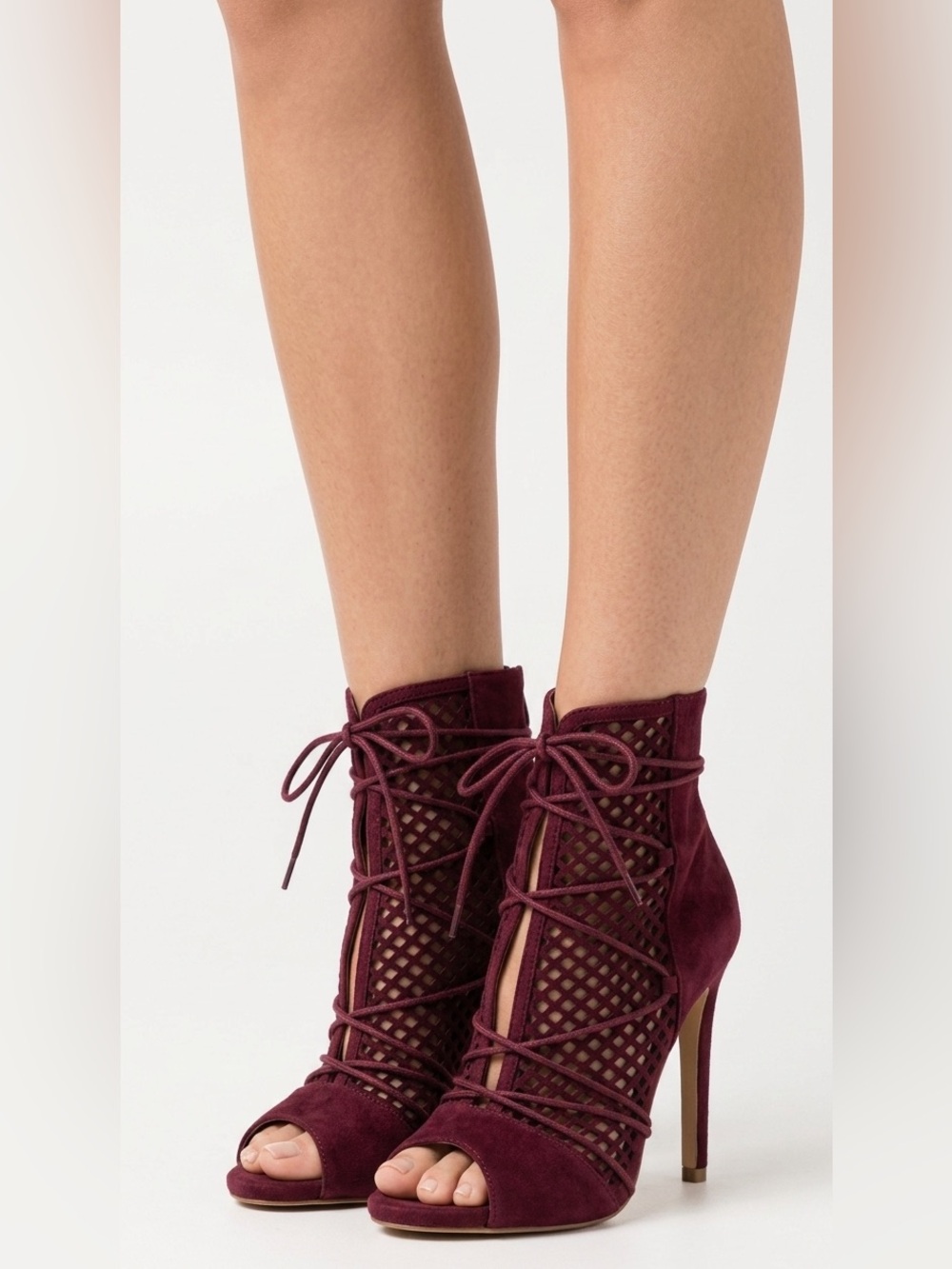 Steve Madden ‘Maddye Heels’ SPeep-toe High Heel Lattice Ankle Bootie / 10